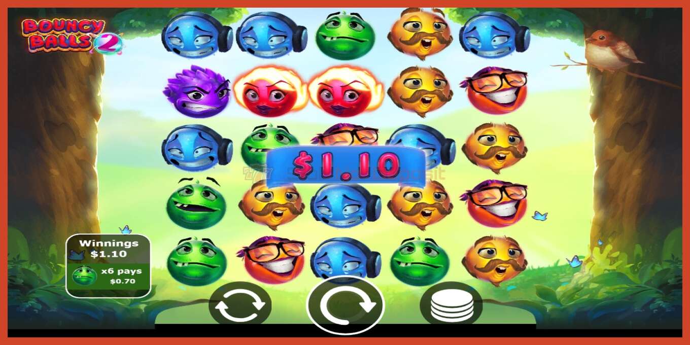 Tangkapan skrin slot: Bouncy Balls 2 tiada deposit, nombor - 2