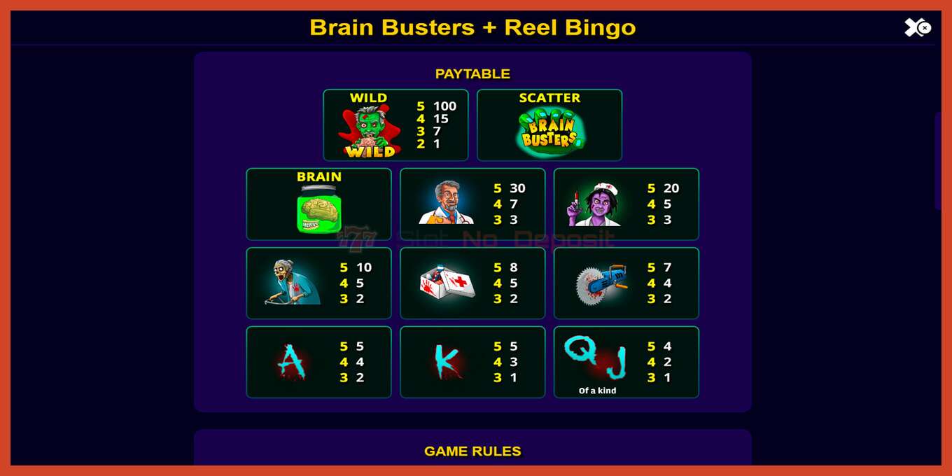 Slot screenshot: Brain Busters no deposit, number - 6