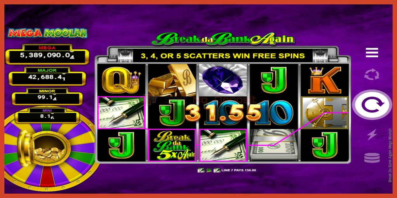 Slot skrinshoti: Break Da Bank Again Mega Moolah depozit yoq, raqam - 3