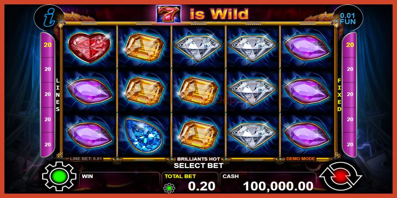 Slot screenshot: Brilliants Hot no deposit, number - 1