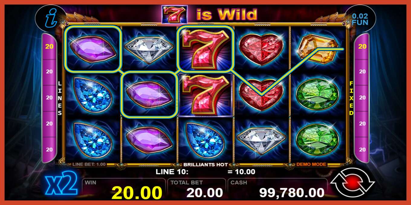 Slot screenshot: Brilliants Hot no deposit, number - 2