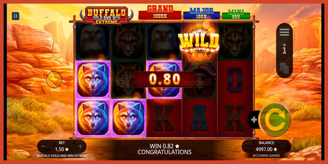 Captura de pantalla do slot: Buffalo Hold and Win Extreme sen depósito, número - 2