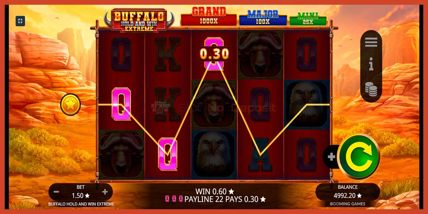 Captura de pantalla do slot: Buffalo Hold and Win Extreme sen depósito, número - 4