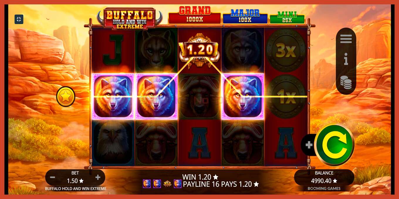 Captura de pantalla do slot: Buffalo Hold and Win Extreme sen depósito, número - 5