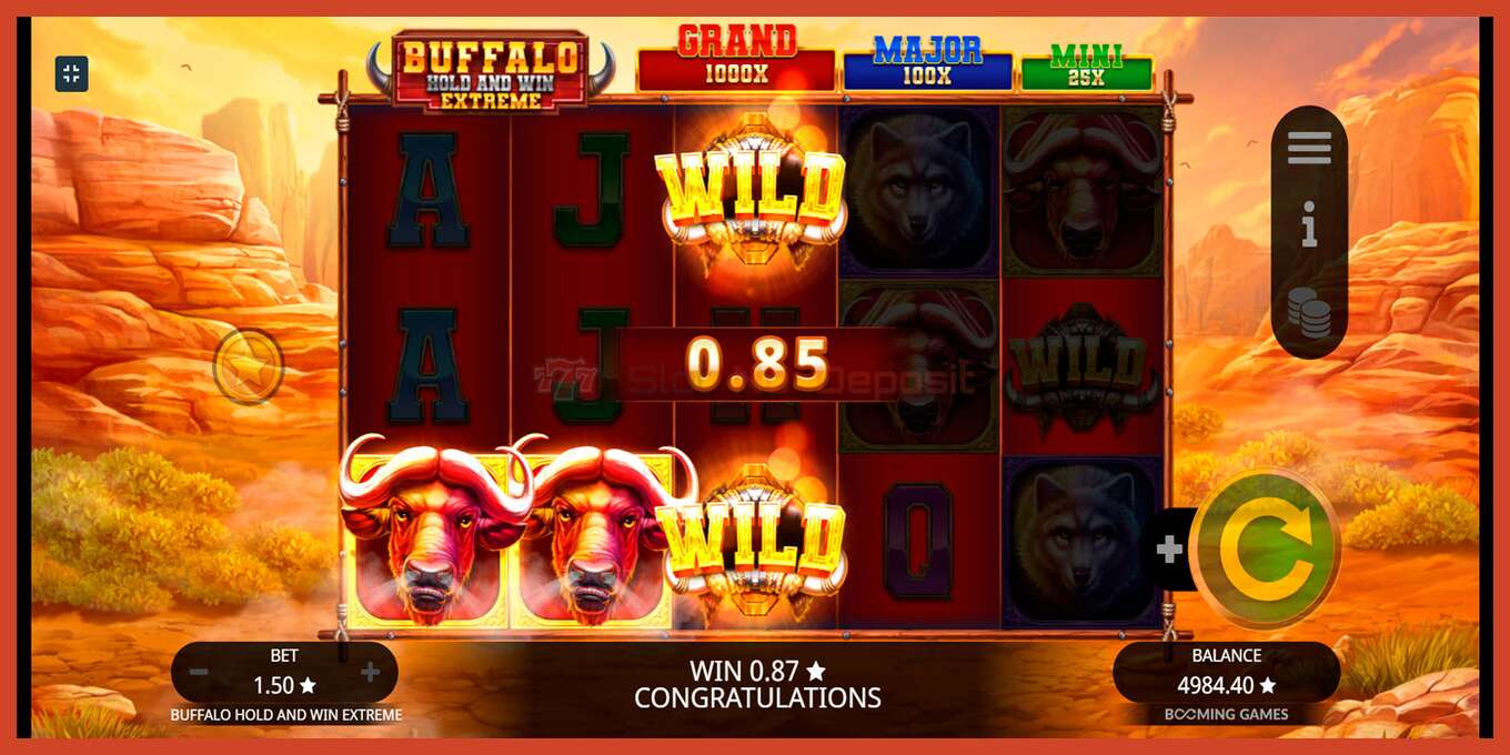 Captura de pantalla do slot: Buffalo Hold and Win Extreme sen depósito, número - 6