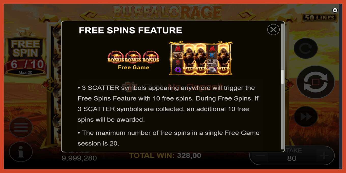 Slot screenshot: Buffalo Rage no deposit, number - 6