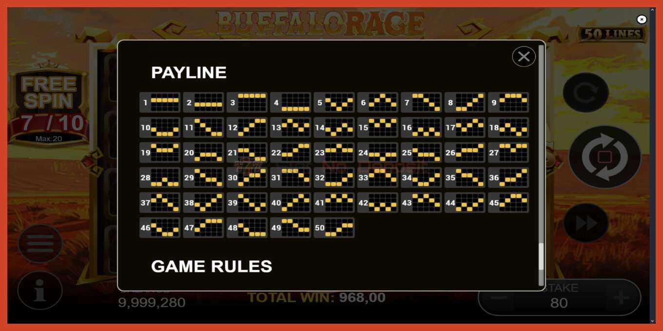 Slot screenshot: Buffalo Rage no deposit, number - 7