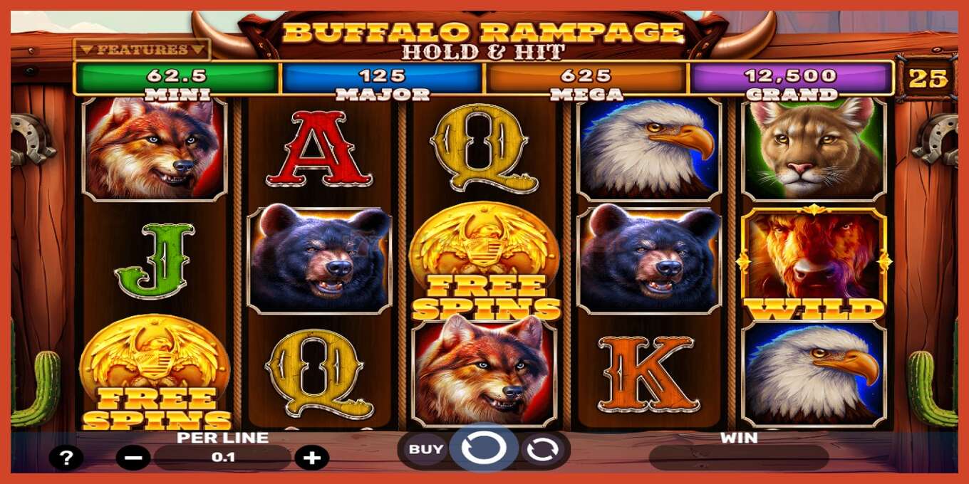 Slot screenshot: Buffalo Rampage Hold & Hit no deposit, number - 1