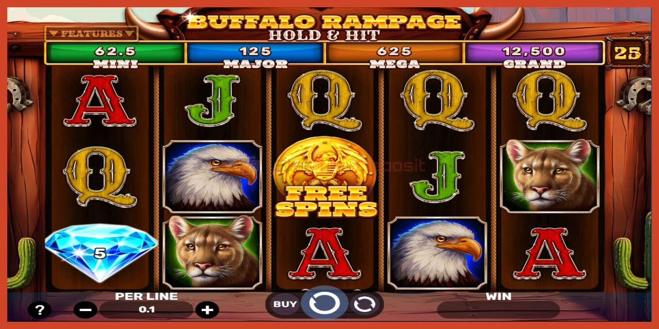 Slot screenshot: Buffalo Rampage Hold & Hit no deposit, number - 2