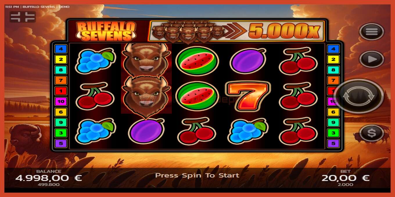 Slot screenshot: Buffalo Sevens no deposit, number - 1