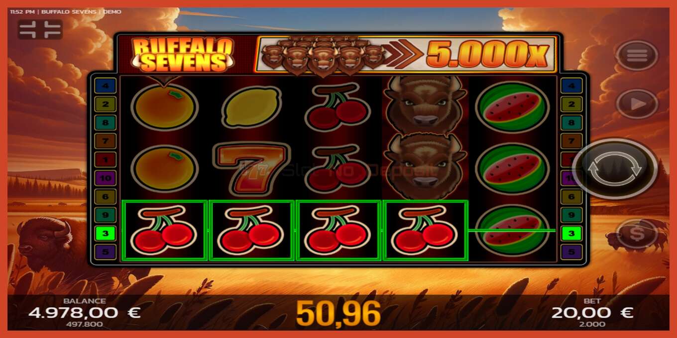 Slot screenshot: Buffalo Sevens no deposit, number - 2