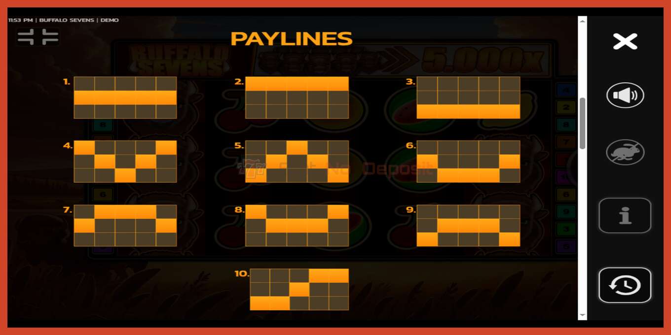 Slot screenshot: Buffalo Sevens no deposit, number - 4