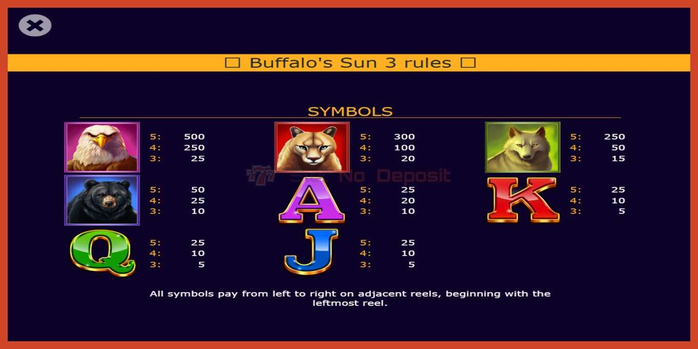 Slot screenshot: Buffalos Sun 3 no deposit, number - 4