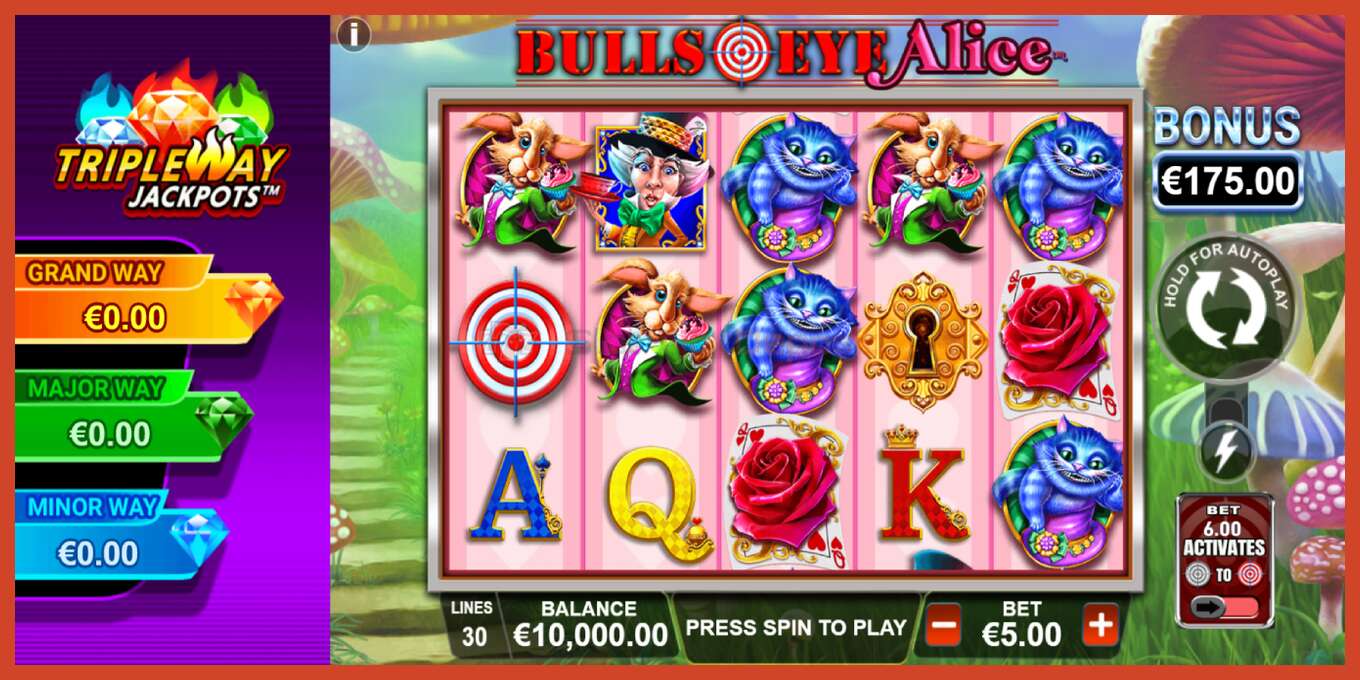 Slot screenshot: Bulls Eye Alice no deposit, number - 2