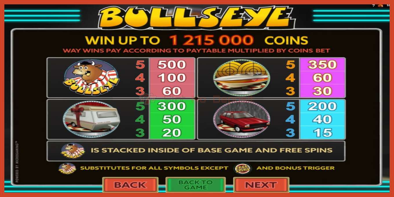 Slot screenshot: Bullseye no deposit, number - 5