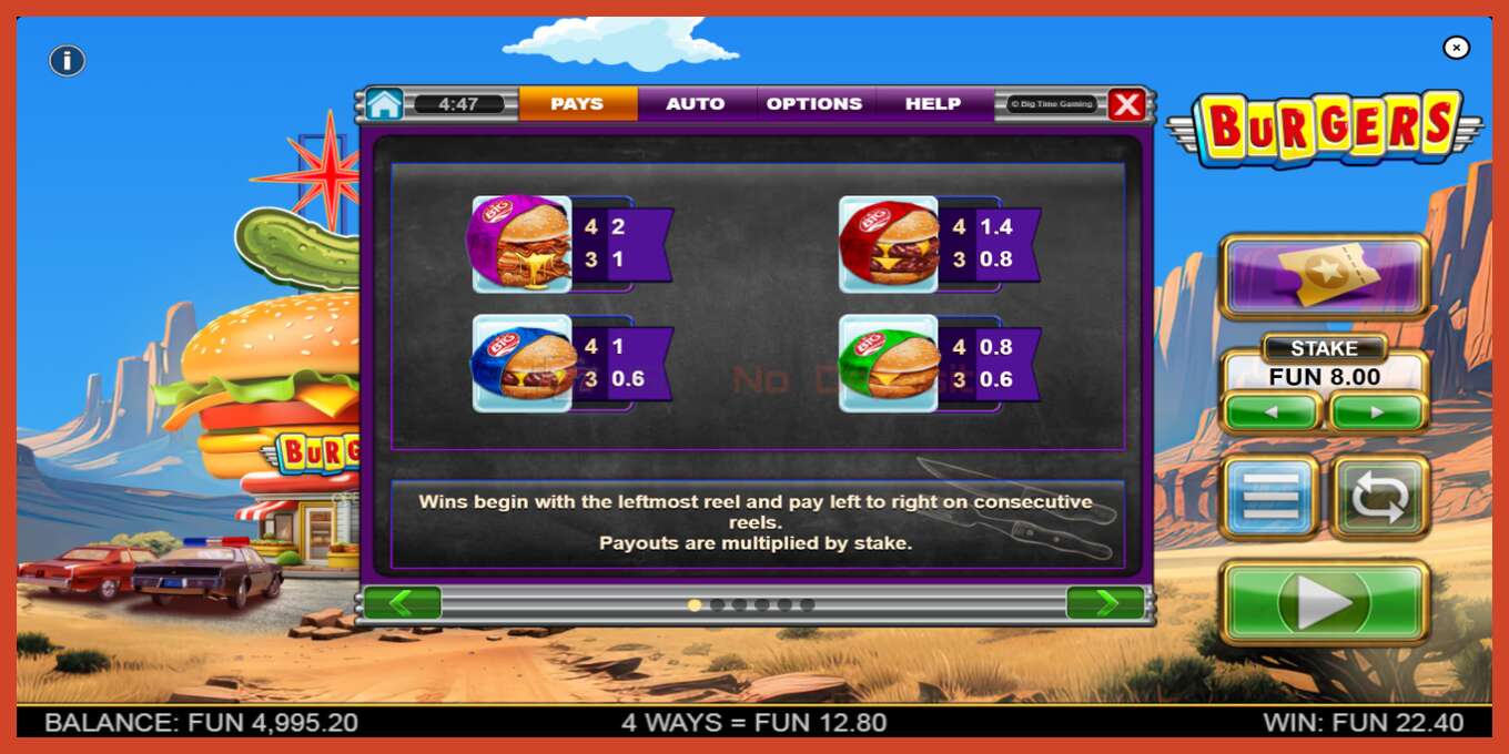 Slot screenshot: Burgers no deposit, number - 5