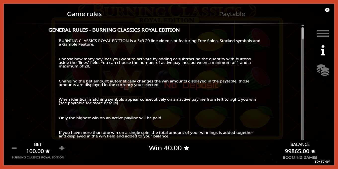 স্লট স্ক্রিনশট: Burning Classics Royal Edition কোন আমানত, সংখ্যা - 6