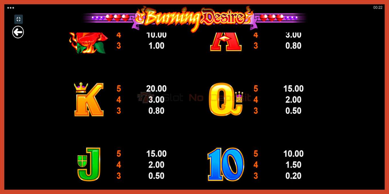 Slot screenshot: Burning Desire no deposit, number - 4