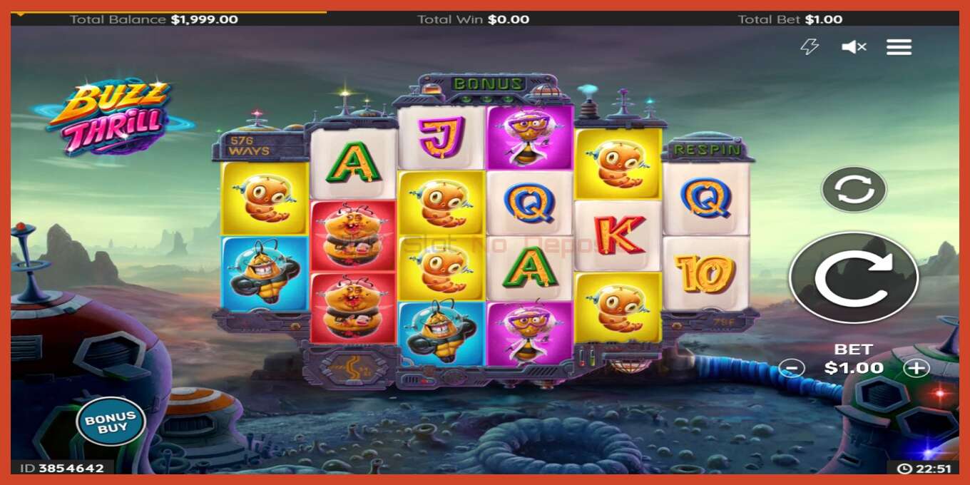 Slot skærmbillede: Buzz Thrill intet depositum, antal - 2