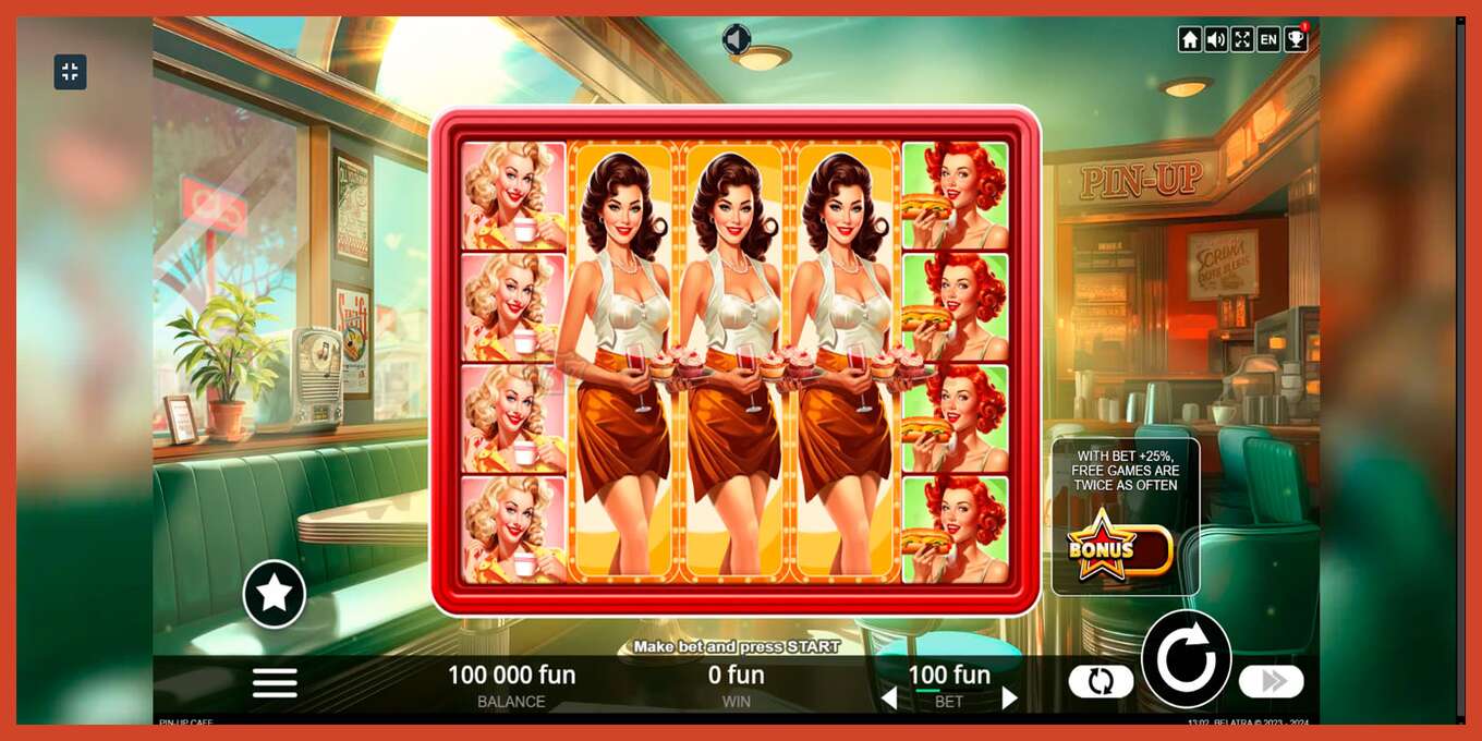 Slot screenshot: Cafe Pin-Up no deposit, number - 1