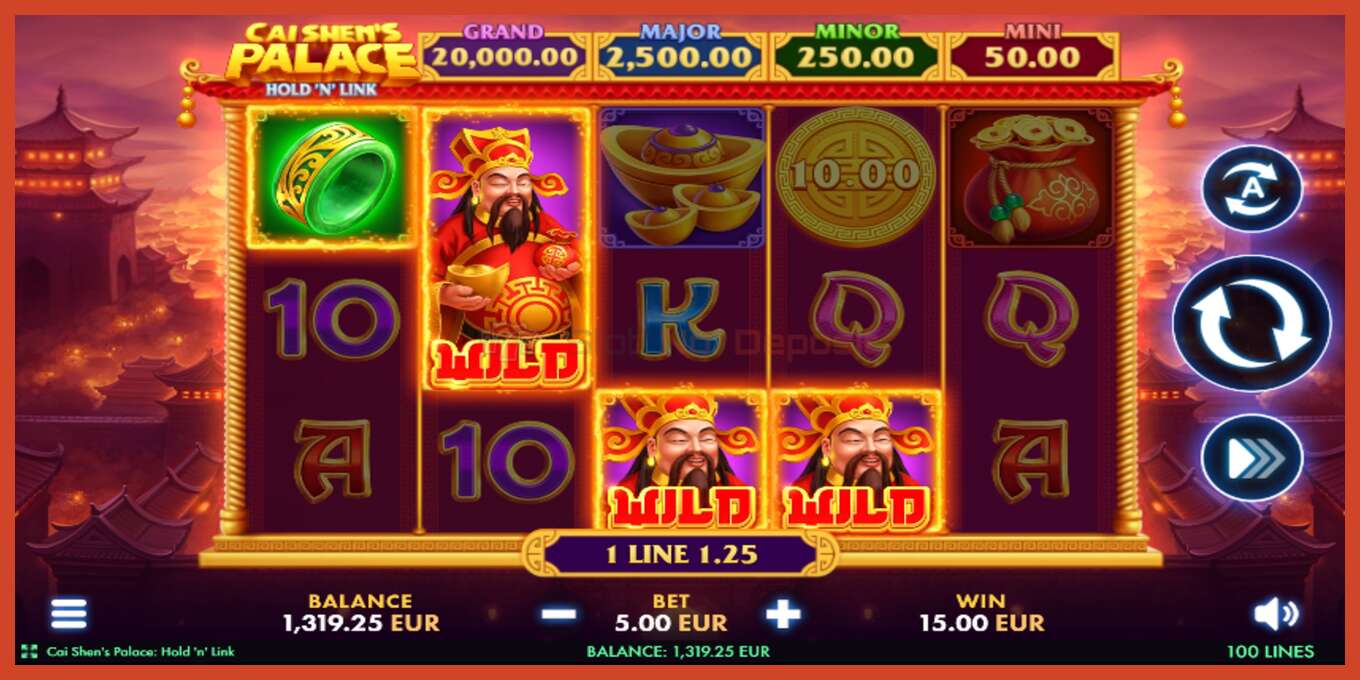 Slot скриншоту: Cai Shens Palace Hold N Link депозит жок, саны - 1