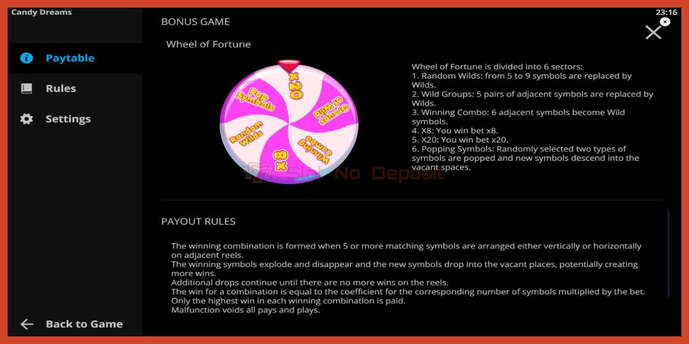 Slot screenshot: Candy Dreams no deposit, number - 7