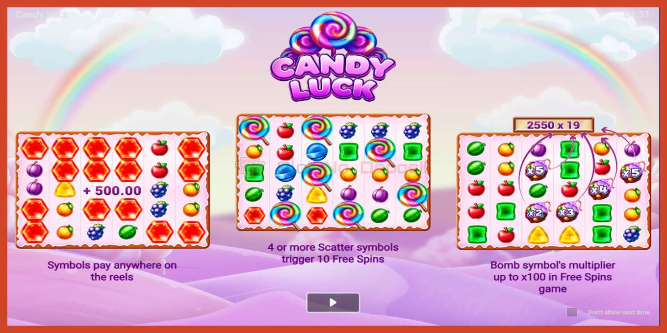 স্লট স্ক্রিনশট: Candy Luck কোন আমানত, সংখ্যা - 1