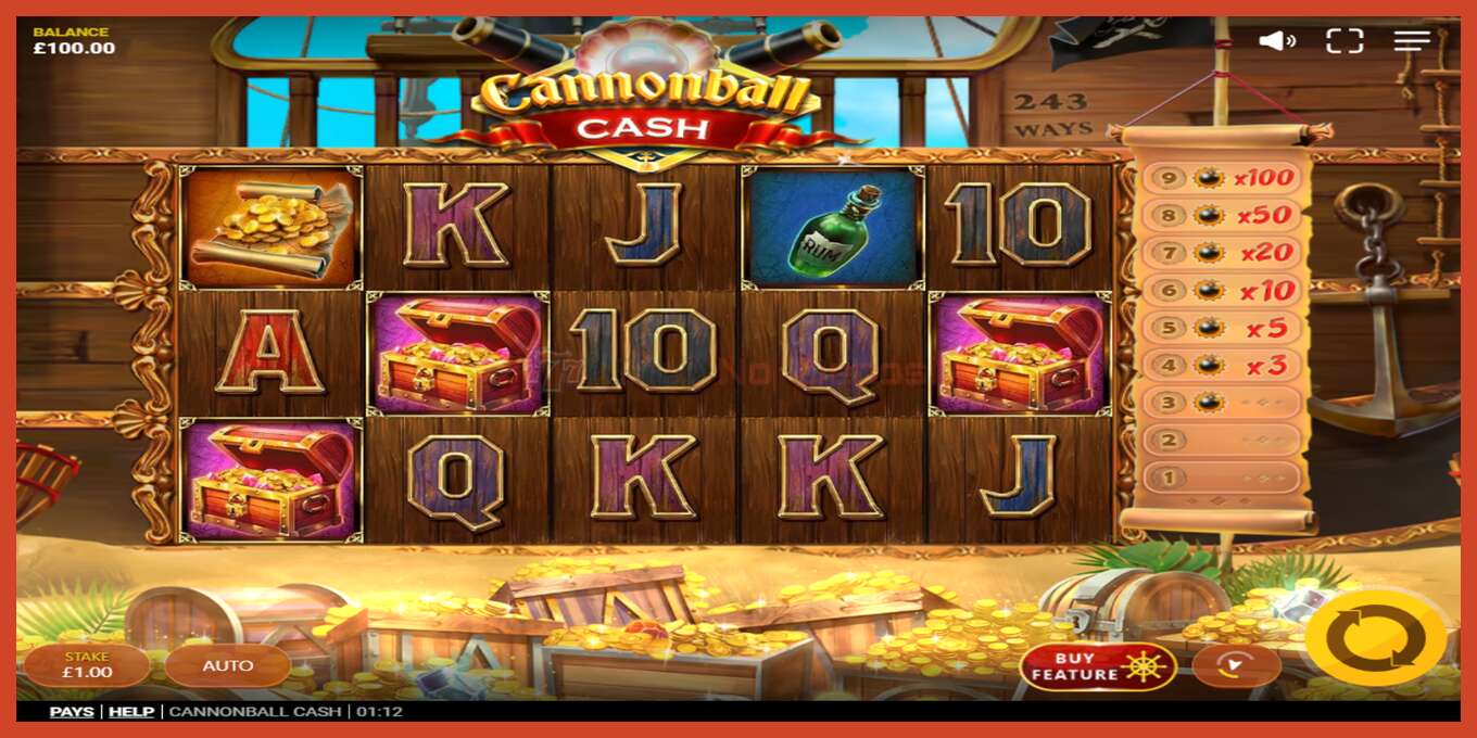 Slot screenshot: Cannonball Cash no deposit, number - 2