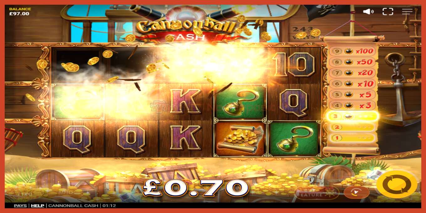 Slot screenshot: Cannonball Cash no deposit, number - 3