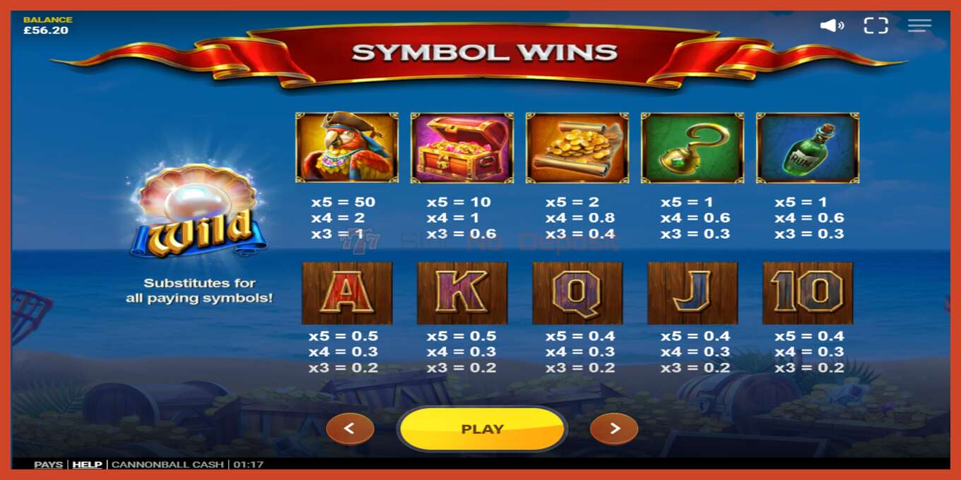 Slot screenshot: Cannonball Cash no deposit, number - 6