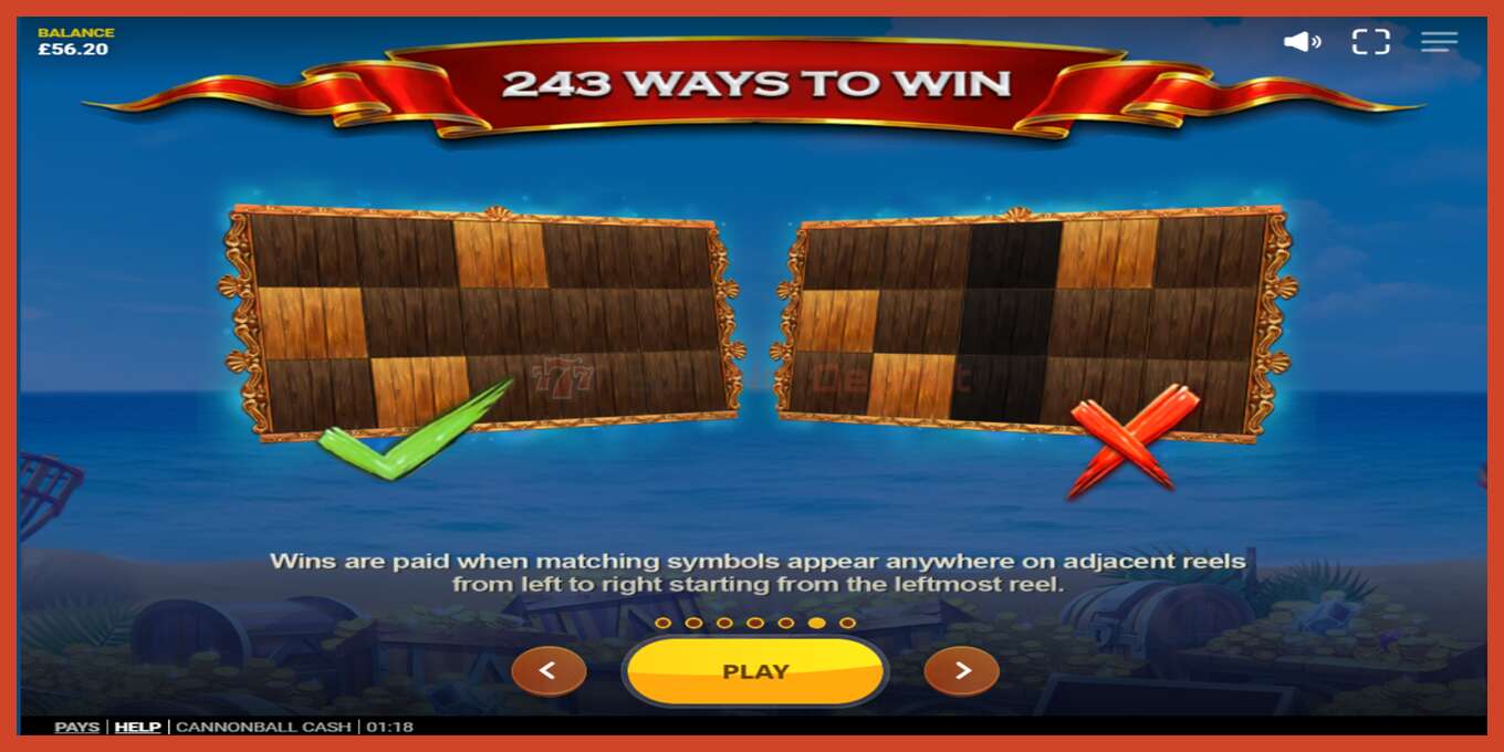 Slot screenshot: Cannonball Cash no deposit, number - 7