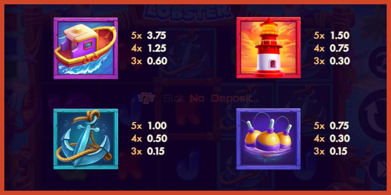 Slot screenshot: Captain Lobster no deposit, number - 5