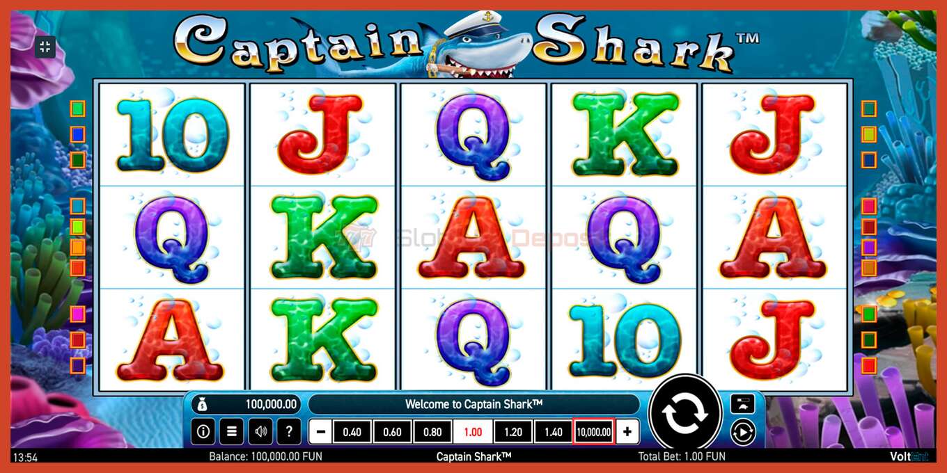 老虎机截图: Captain Shark 没有押金, 数字 - 1