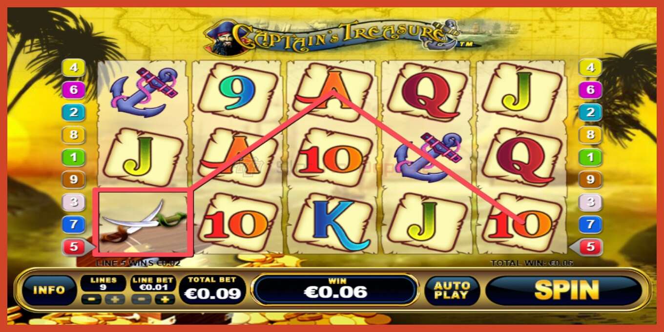 Slot screenshot: Captain’s Treasure no deposit, number - 2