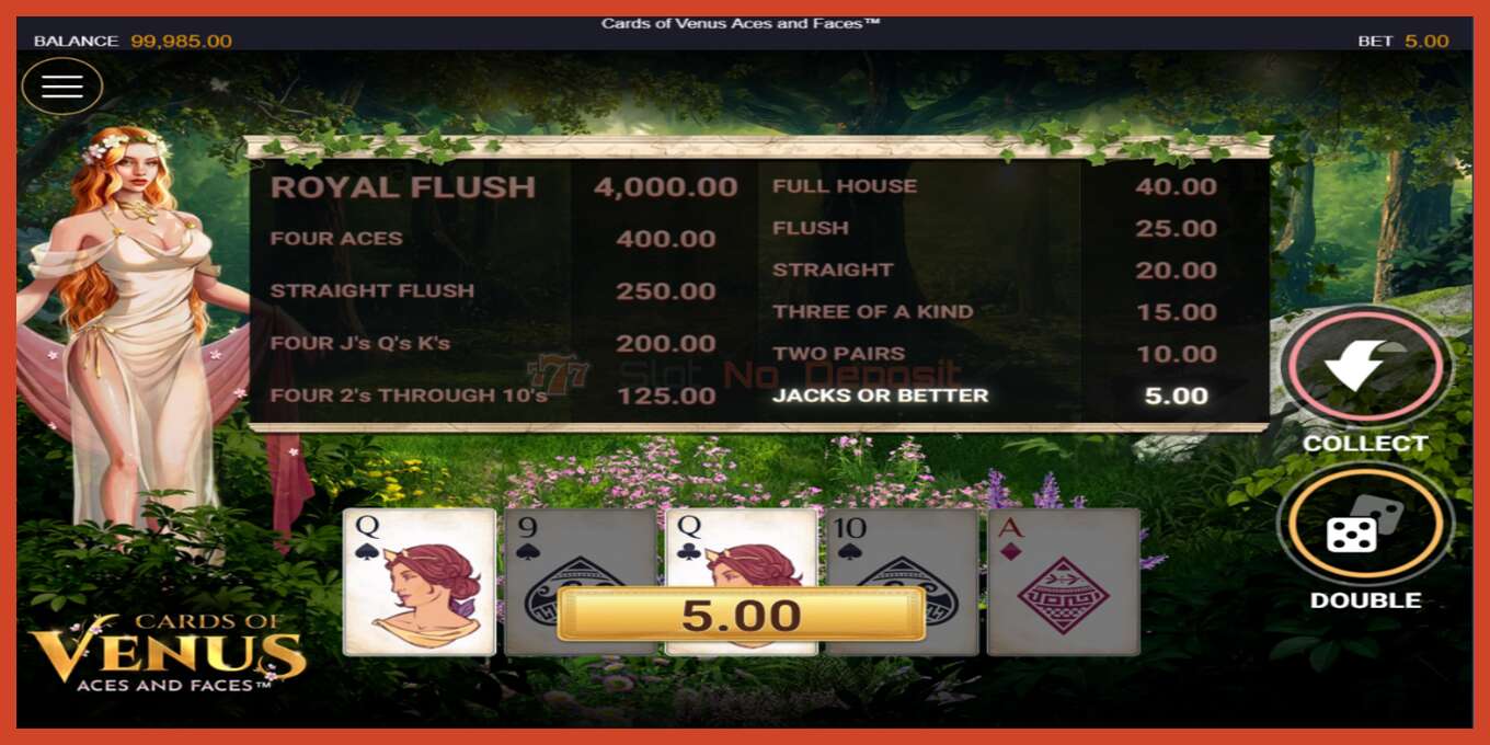 Slot screenshot: Cards of Venus Aces and Faces no deposit, number - 3