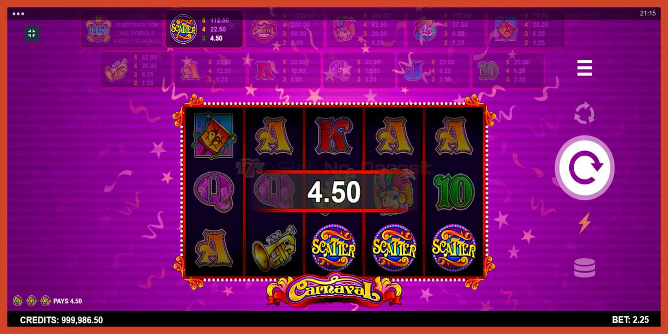 Slot screenshot: Carnaval no deposit, number - 2