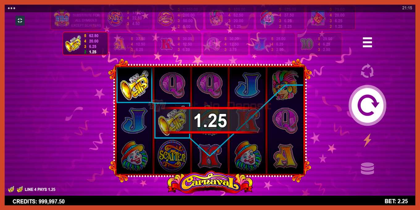 Slot screenshot: Carnaval no deposit, number - 4