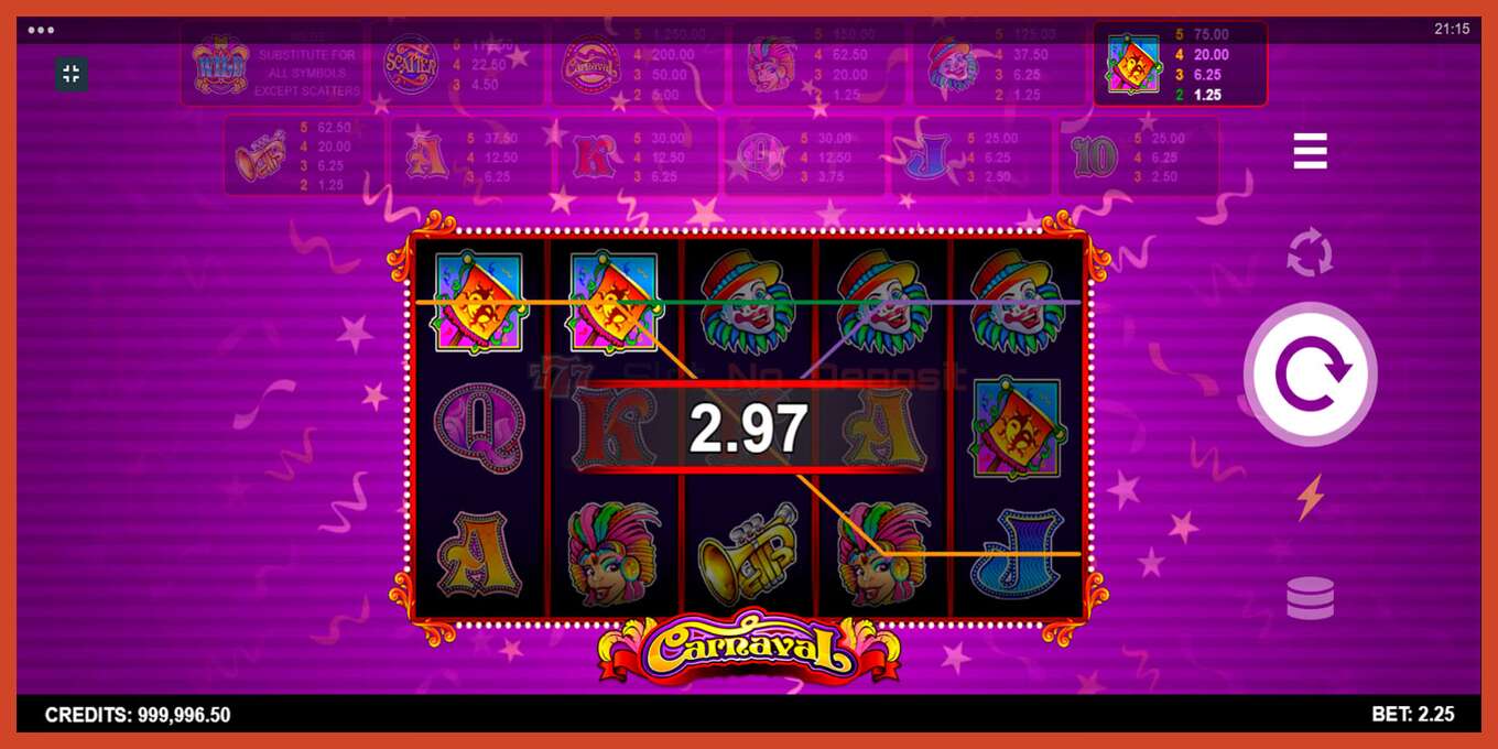 Slot screenshot: Carnaval no deposit, number - 5