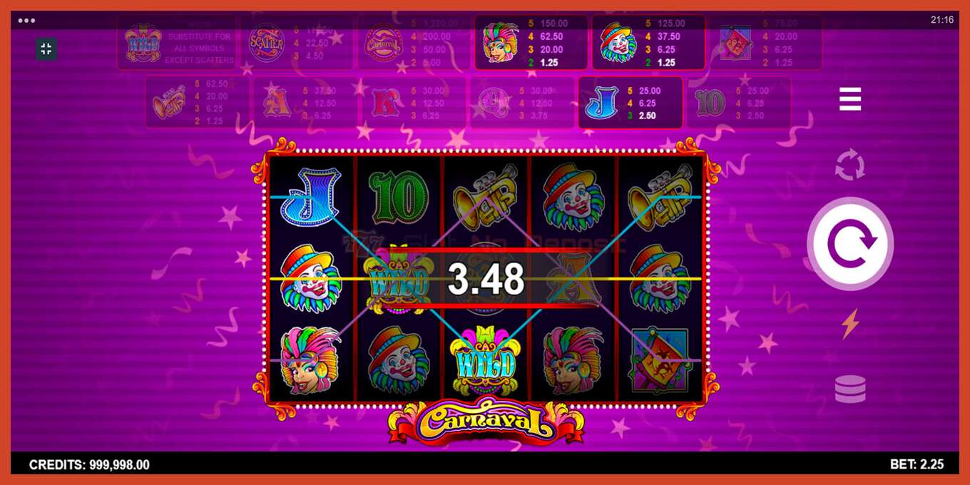 Slot screenshot: Carnaval no deposit, number - 6