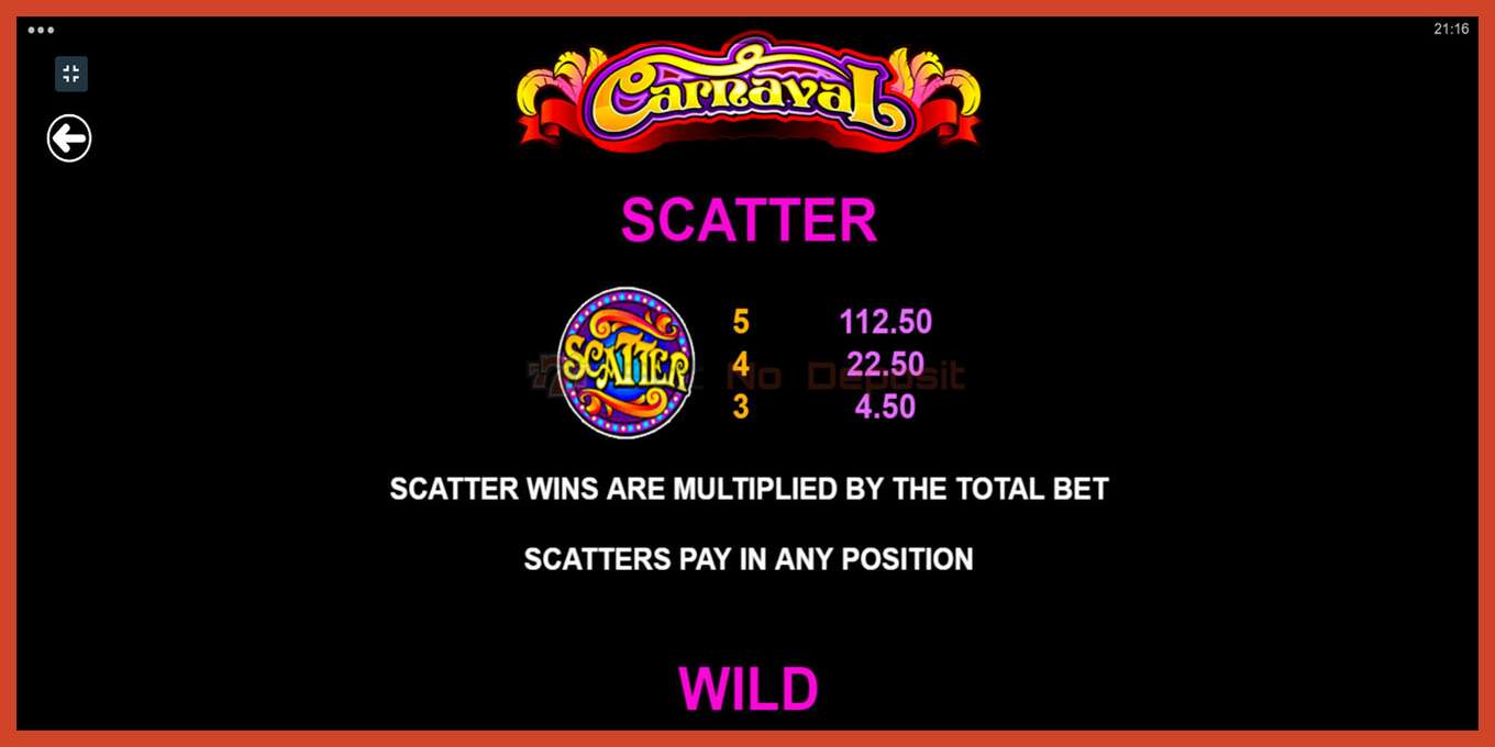 Slot screenshot: Carnaval no deposit, number - 7