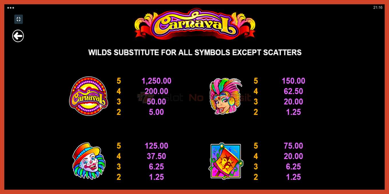 Slot screenshot: Carnaval no deposit, number - 8