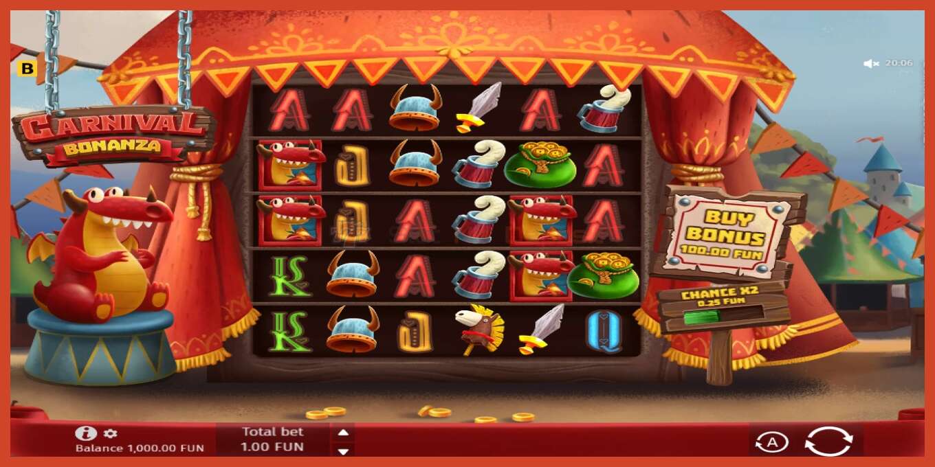 Slot ekran görüntüsü: Carnival Bonanza depozit yoxdur, nömrə - 1