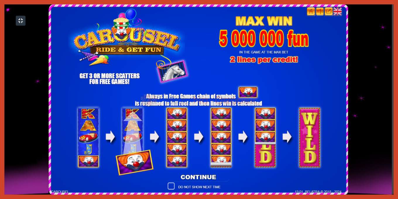 Slot screenshot: Carousel no deposit, number - 1