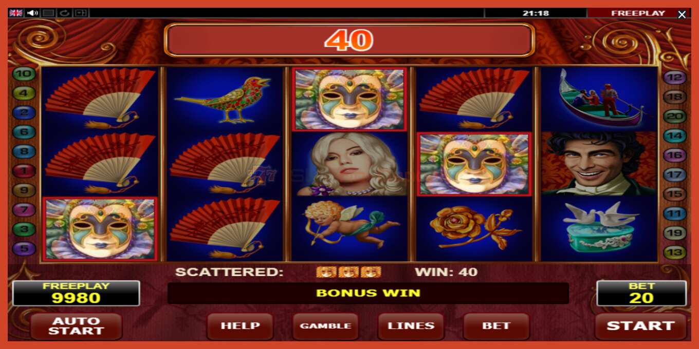 Slot screenshot: Casanova no deposit, number - 3