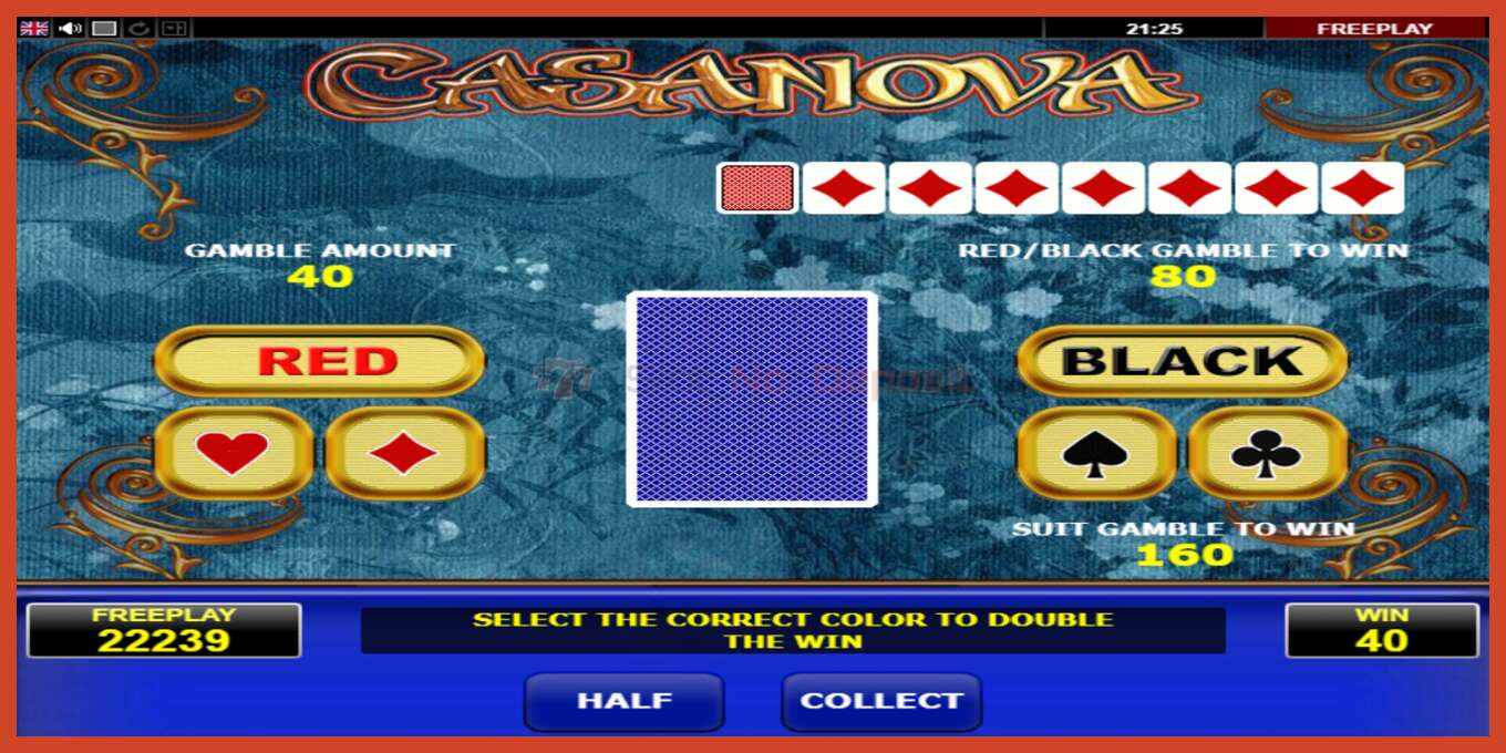 Slot screenshot: Casanova no deposit, number - 6