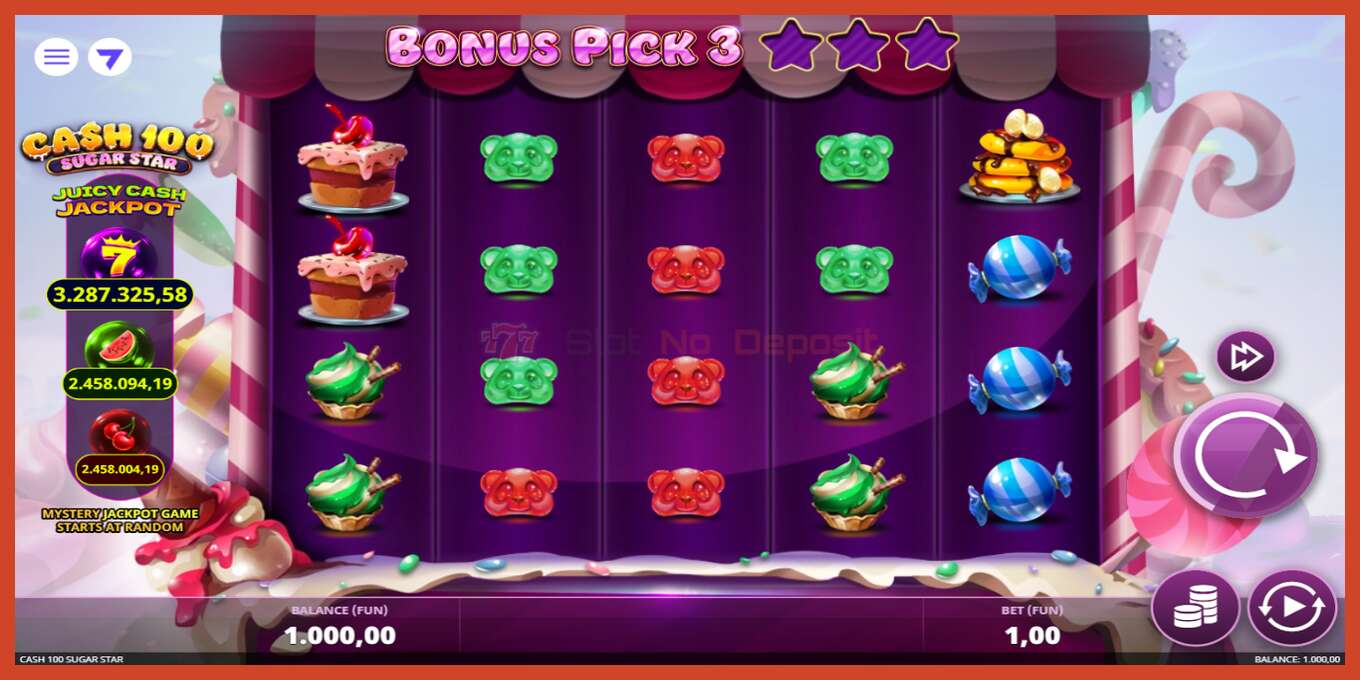 Slot скриншоту: Cash 100 Sugar Star депозит жок, саны - 1