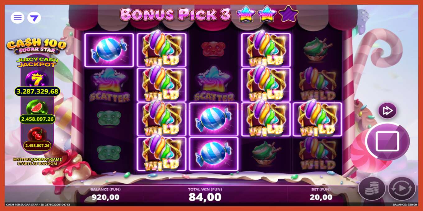 Slot скриншоту: Cash 100 Sugar Star депозит жок, саны - 2