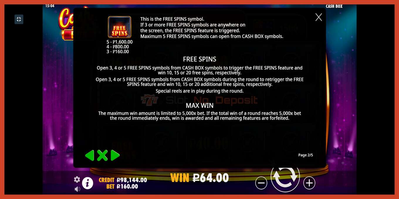 Slot screenshot: Cash Box no deposit, number - 7