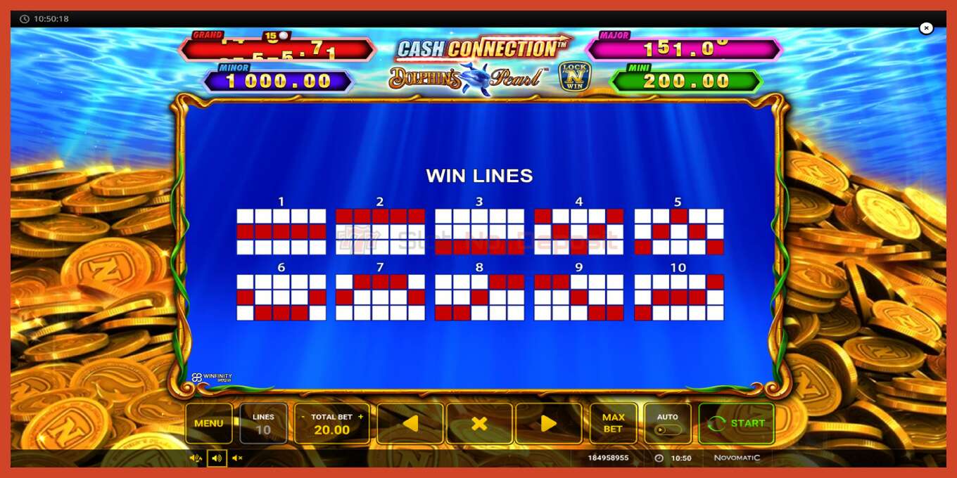 Slot screenshot: Cash Connection Dolphins Pearl no deposit, number - 7