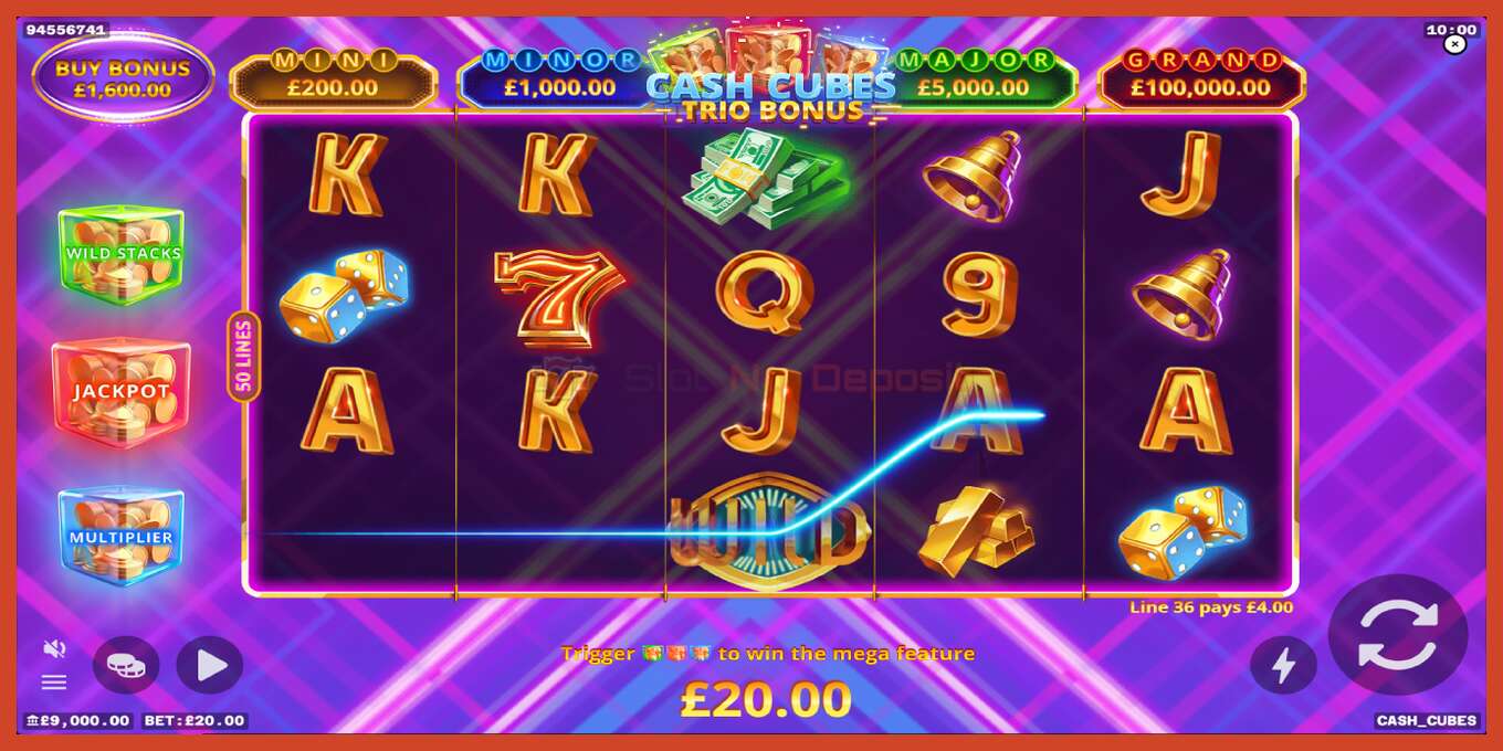 Tangkapan skrin slot: Cash Cubes: Trio Bonus tiada deposit, nombor - 3